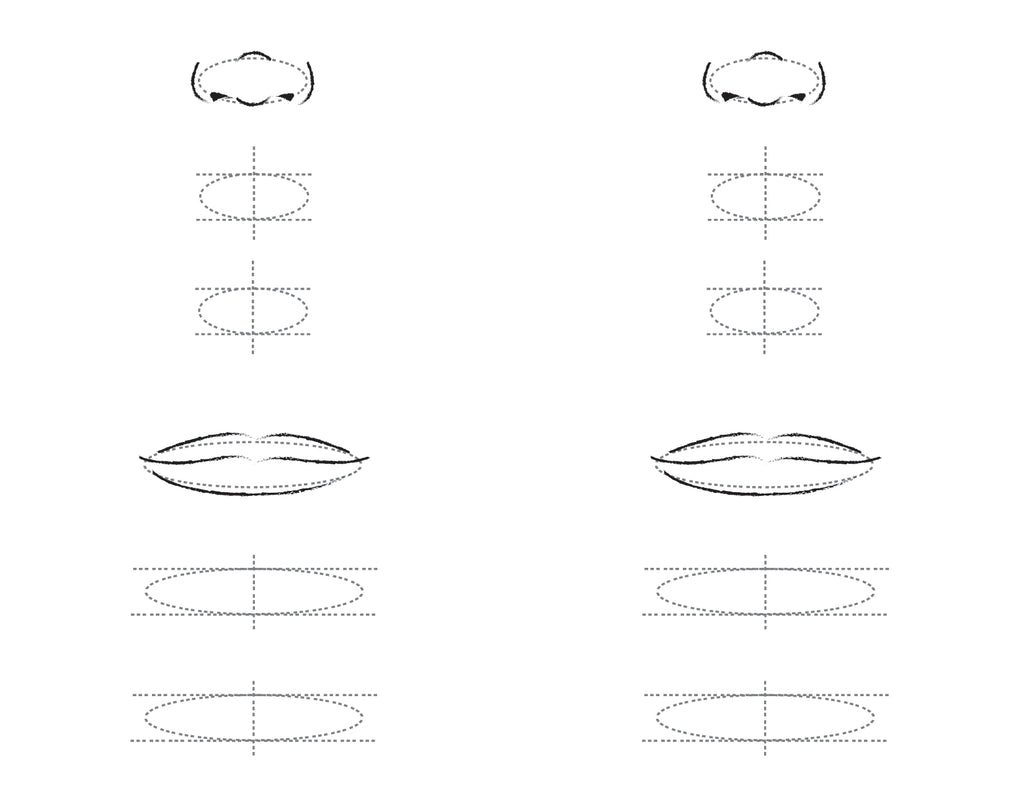 How to draw a nose and mouth. Practice sheet.