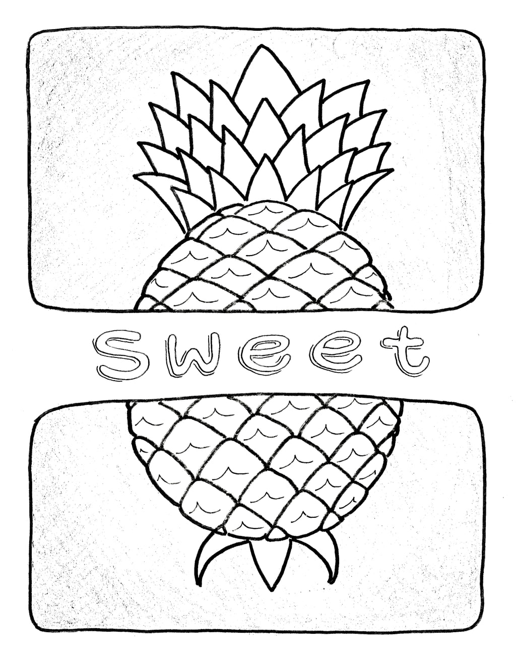 Pineapple Poster Coloring Outlines